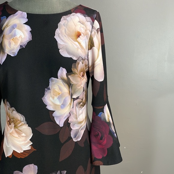 Calvin Klein size 10 bell sleeve floral stretchy sheath dress - Picture 7 of 17